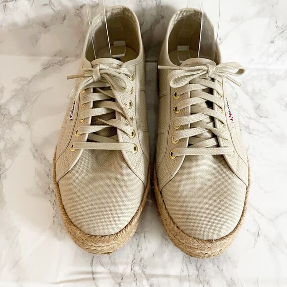 SUPERGA 2790 Rope Espadrille Platform Sneakers Beige Raw 10 - Picture 4 of 7